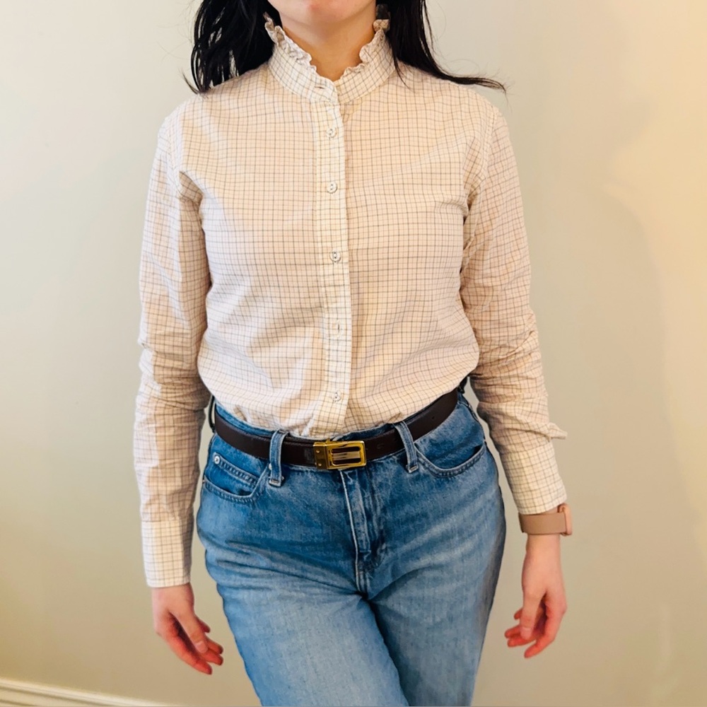 Uniqlo Ines De La Fressange Frilled Collar Cotton Blouse